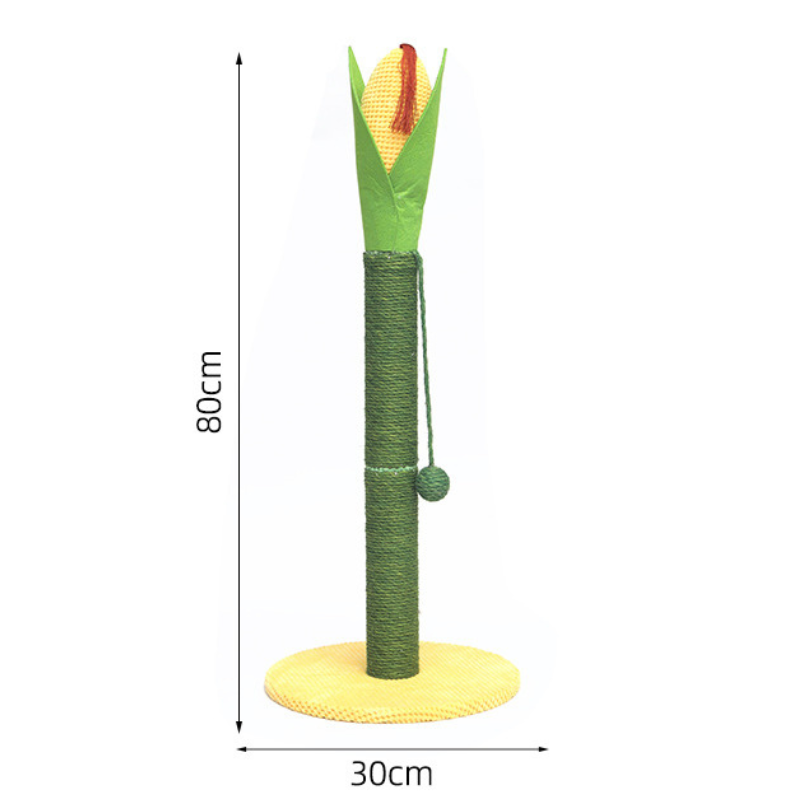 Kratzbaum Nature, 80 cm holz, Katzenkratzsäule in Maiskolbenform mit Schwingball, strapazierfähigem Sisal-Material