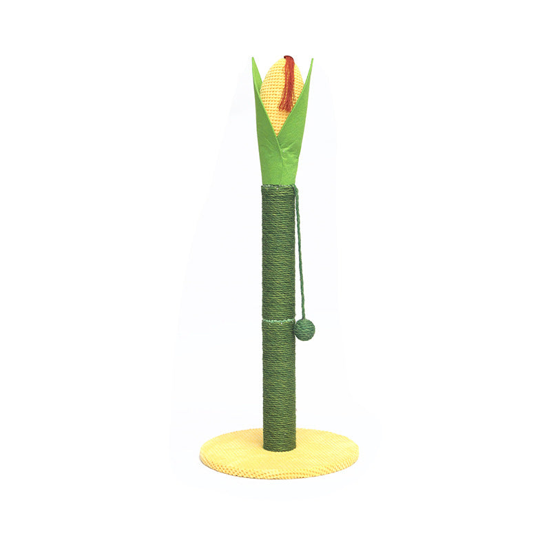 Kratzbaum Nature, 80 cm holz, Katzenkratzsäule in Maiskolbenform mit Schwingball, strapazierfähigem Sisal-Material