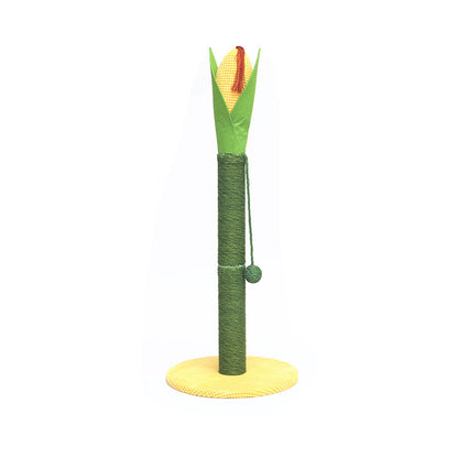 Kratzbaum Nature, 80 cm holz, Katzenkratzsäule in Maiskolbenform mit Schwingball, strapazierfähigem Sisal-Material