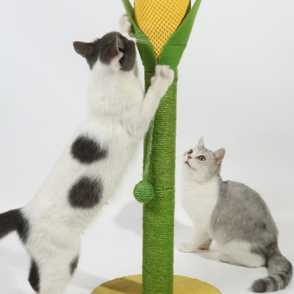Kratzbaum Nature, 80 cm holz, Katzenkratzsäule in Maiskolbenform mit Schwingball, strapazierfähigem Sisal-Material
