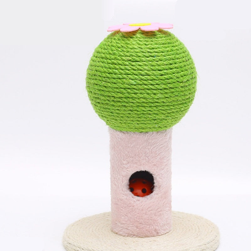 Katzenkratzbaum stabil im Kaktus-Design, Sisal, Kratzsäule mit Klingelball, Interaktive Spielzeug für Katzen