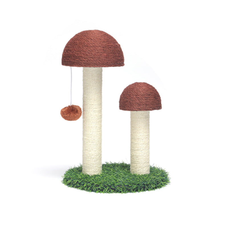 Stabile Katzenkratzbäume, Standkratzsäule in Form eines Pilzclusters, Sisal, Interaktive Kratzspielzeug für Katzen, Beige und Braun (1 Stück)