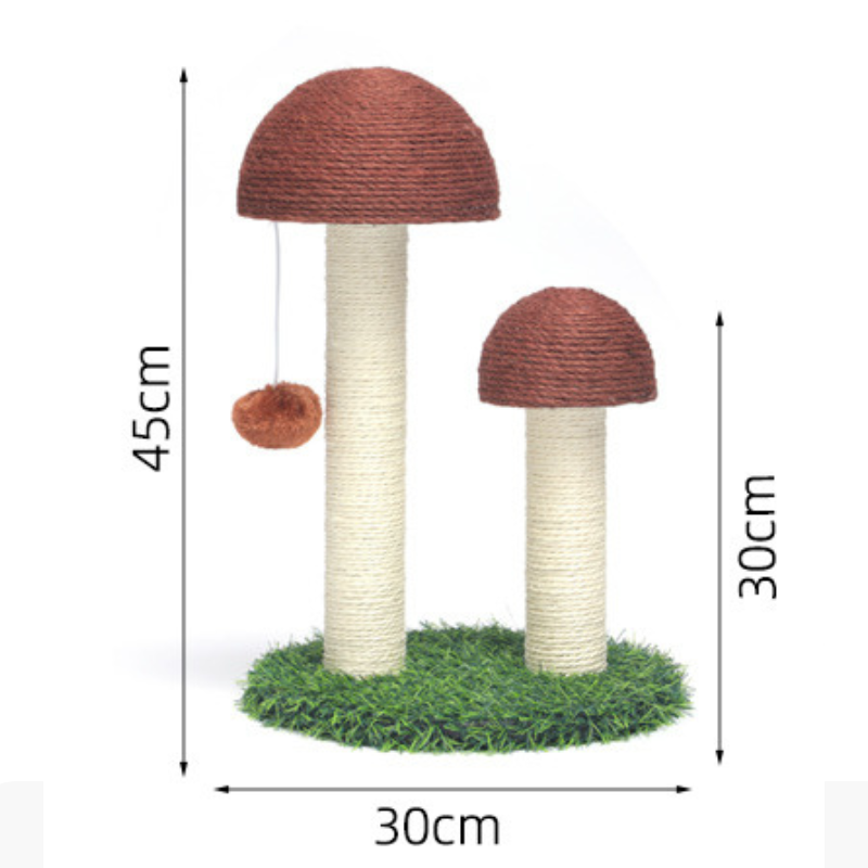 Stabile Katzenkratzbäume, Standkratzsäule in Form eines Pilzclusters, Sisal, Interaktive Kratzspielzeug für Katzen, Beige und Braun (1 Stück)