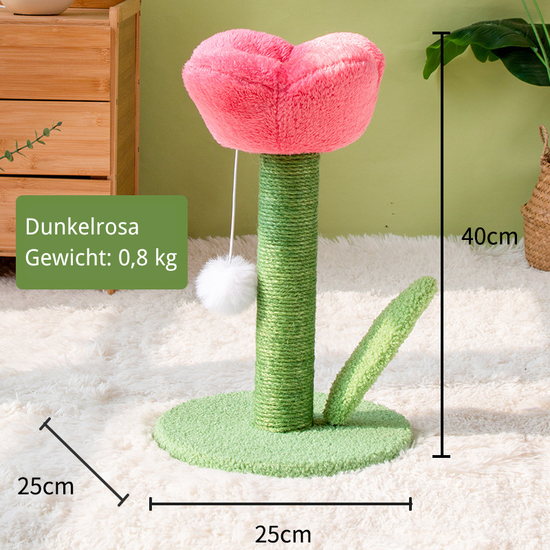 Pawsometime Katzenkratzbaum Flower, Tulpenform Katzenspielzeug, Sisalsäule Mit Plüschball, Für Wohnungskatzen