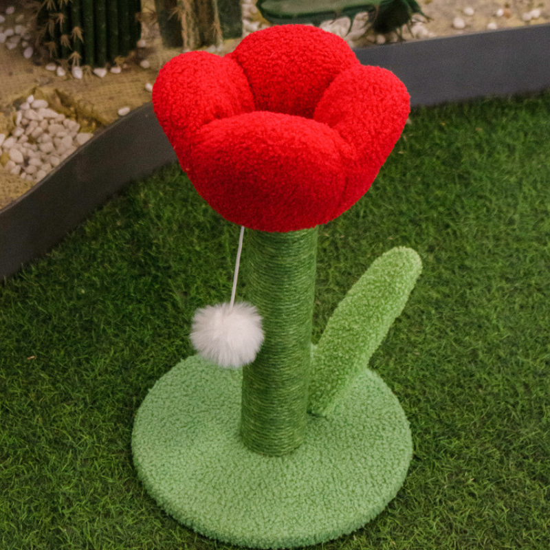 Pawsometime Katzenkratzbaum Flower, Tulpenform Katzenspielzeug, Sisalsäule Mit Plüschball, Für Wohnungskatzen
