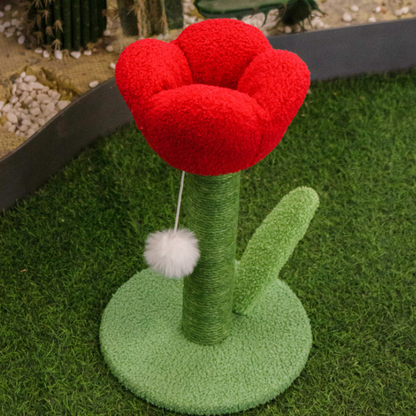 Pawsometime Katzenkratzbaum Flower, Tulpenform Katzenspielzeug, Sisalsäule Mit Plüschball, Für Wohnungskatzen