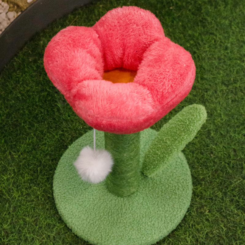 Pawsometime Katzenkratzbaum Flower, Tulpenform Katzenspielzeug, Sisalsäule Mit Plüschball, Für Wohnungskatzen