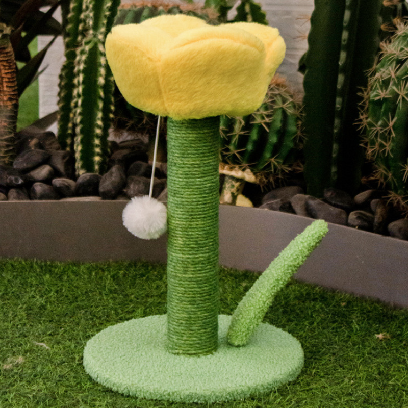 Pawsometime Katzenkratzbaum Flower, Tulpenform Katzenspielzeug, Sisalsäule Mit Plüschball, Für Wohnungskatzen