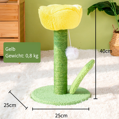 Pawsometime Katzenkratzbaum Flower, Tulpenform Katzenspielzeug, Sisalsäule Mit Plüschball, Für Wohnungskatzen