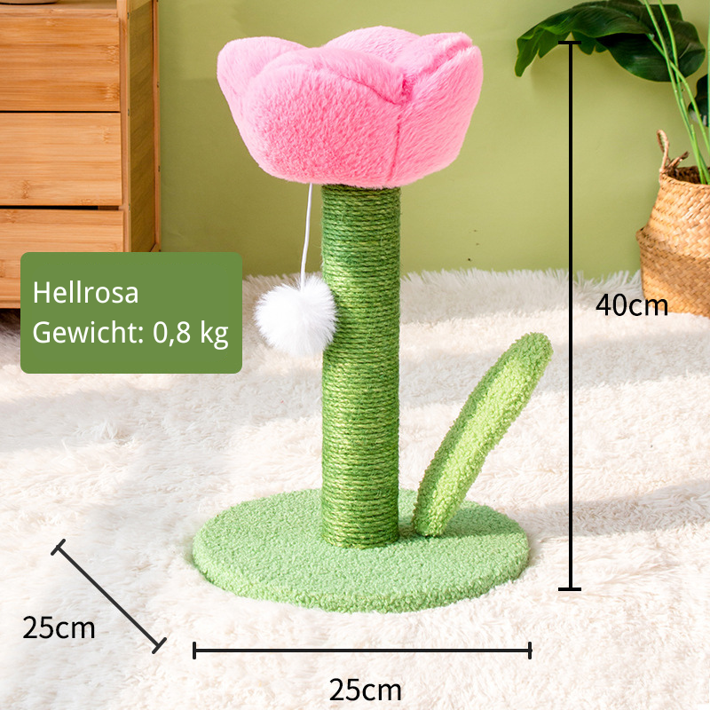 Pawsometime Katzenkratzbaum Flower, Tulpenform Katzenspielzeug, Sisalsäule Mit Plüschball, Für Wohnungskatzen