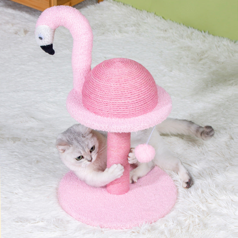 Schöne Kratzbäume im Flamingo-Design, Katzenkratzmöbel mit Interaktives Spielzeug für Katzen, Rosa