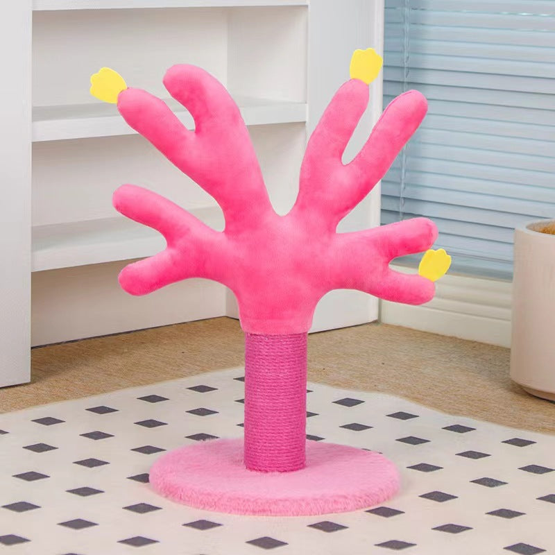 Sisalstamm Kratzbaum, Korallen Katzenkratzsäule Rosa, Stabil und Langlebig für kleine Katzen und Kätzchen
