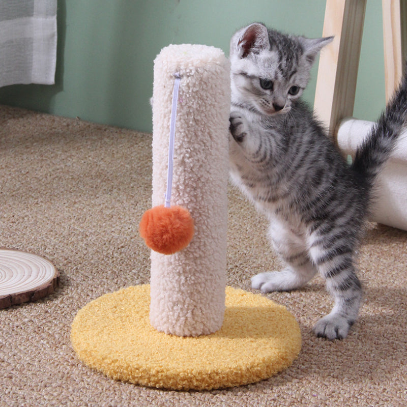 Kratzbaum Klein, Blau und Gelb kleiner Katzenkratzbaum, zum Klettern & Krallenschärfen mit Katzenball