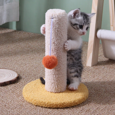 Kratzbaum Klein, Blau und Gelb kleiner Katzenkratzbaum, zum Klettern & Krallenschärfen mit Katzenball