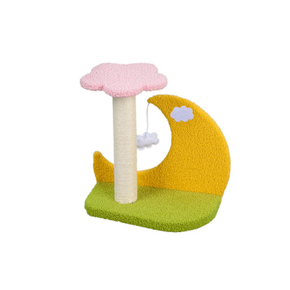 Kratzbaum Katzen, Plüsch Mond und Blumen Katzenkratzbaum, Stabiler Sisal Kratzpfeiler & Spielbereich für Katzen