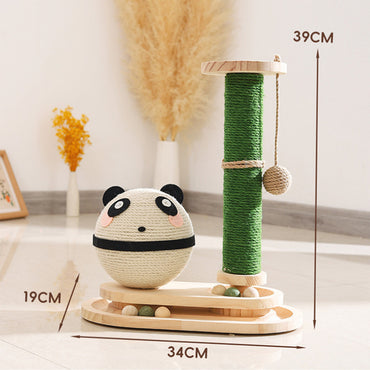 Katzen Kratzbaum, Kratzball für Katzen in Pandaform mit Doppelschicht Cat-Drehteller, für glückliche Katzen & Stress abbauen