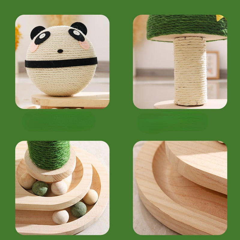 Katzen Kratzbaum, Kratzball für Katzen in Pandaform mit Doppelschicht Cat-Drehteller, für glückliche Katzen & Stress abbauen