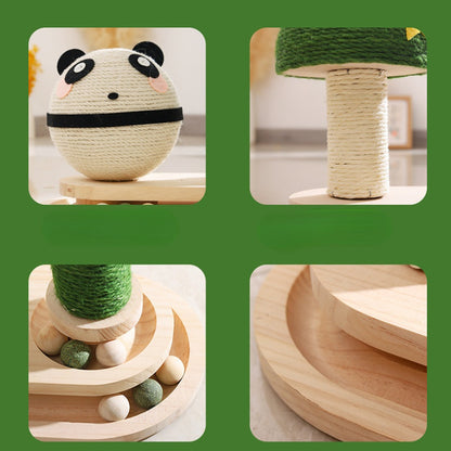 Katzen Kratzbaum, Kratzball für Katzen in Pandaform mit Doppelschicht Cat-Drehteller, für glückliche Katzen & Stress abbauen