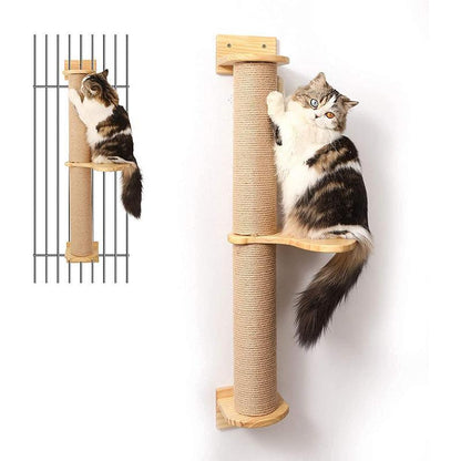 Pawsometime Kratzbaum Wand, Katzenkratzsäule mit Katzenjumping-Plattform, Strapazierfähiger Juteseil
