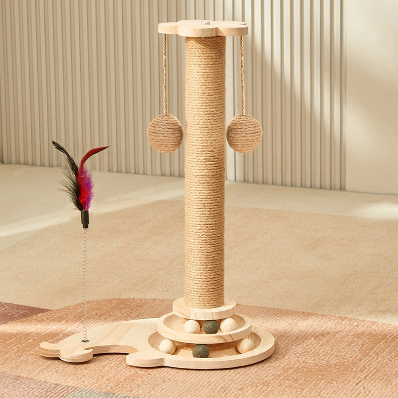 Kratzbaum Stabil, Katzenbaum für Vielseitigen Spielspaß mit Sisal & Spielzeug, Cat-Drehteller für glückliche Katzen