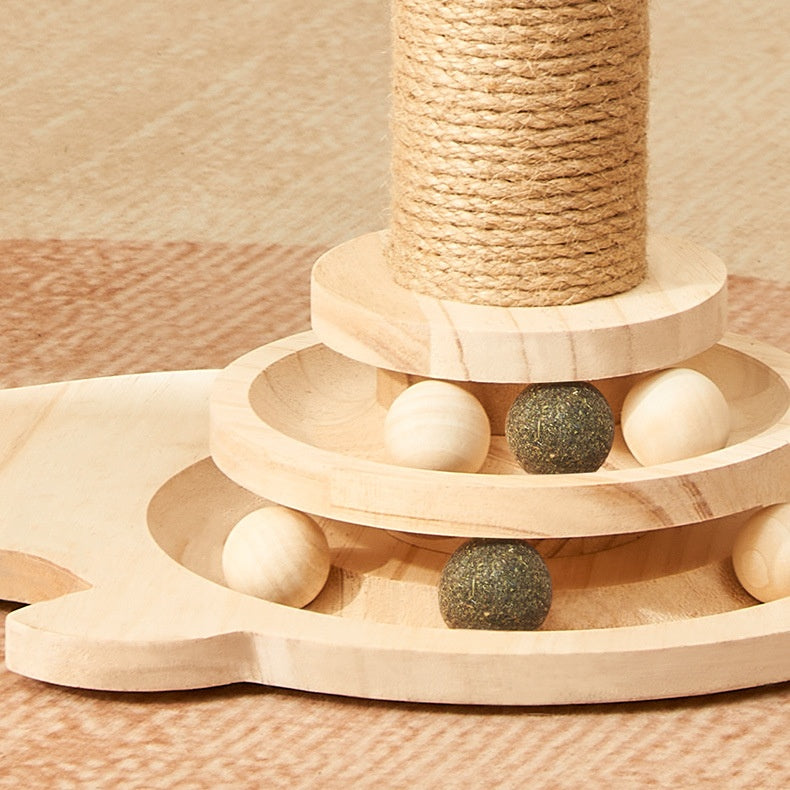 Kratzbaum Stabil, Katzenbaum für Vielseitigen Spielspaß mit Sisal & Spielzeug, Cat-Drehteller für glückliche Katzen