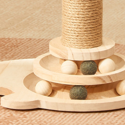Kratzbaum Stabil, Katzenbaum für Vielseitigen Spielspaß mit Sisal & Spielzeug, Cat-Drehteller für glückliche Katzen