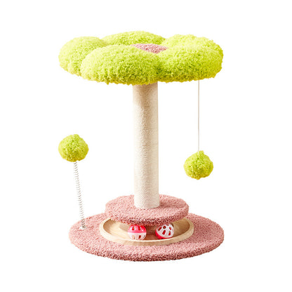 Moderner Kratzbaum, Blumendesign Katzenbett für Katzen, Flanell & Baumwolle Katzenkratzsäule, Ideal für Spiel und Entspannung