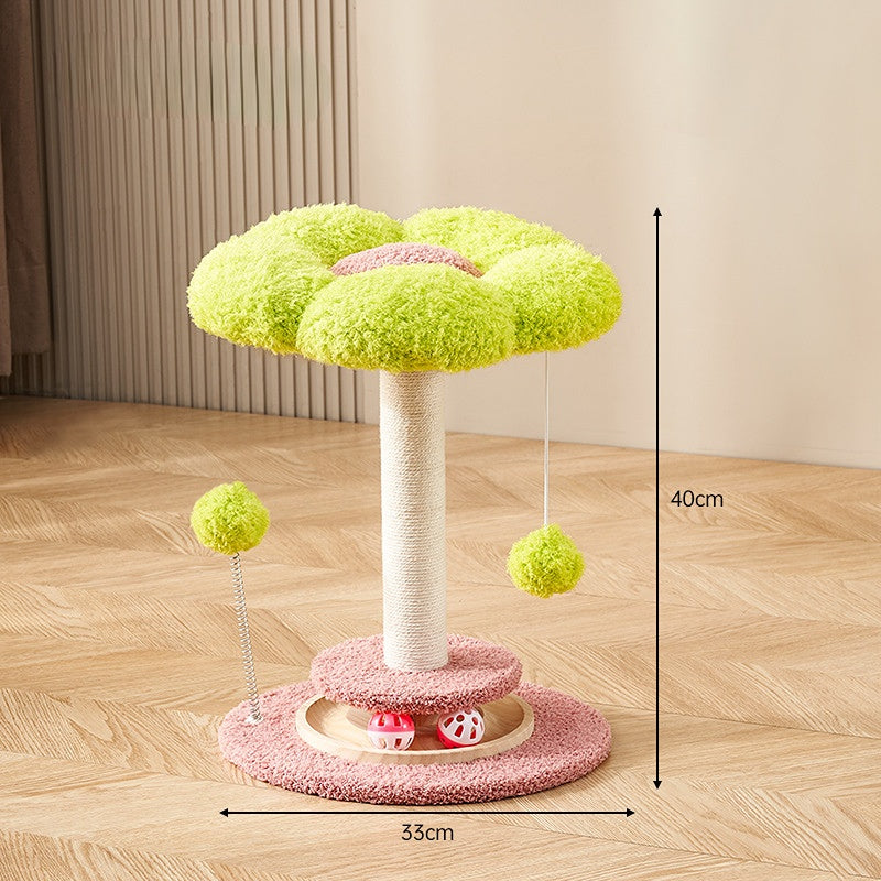 Moderner Kratzbaum, Blumendesign Katzenbett für Katzen, Flanell & Baumwolle Katzenkratzsäule, Ideal für Spiel und Entspannung