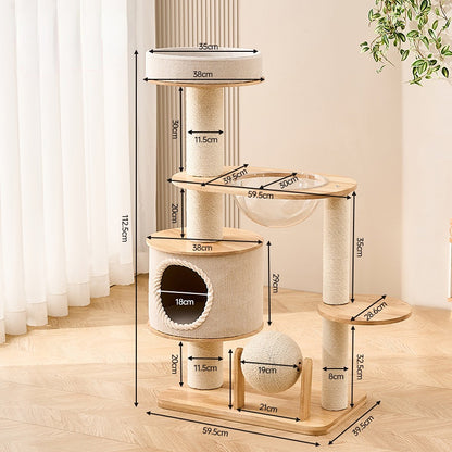 Kratzbaum für große Katzen, Multifunktionaler Katzenbaum mit integriertem Katzenhaus, zum Krallenwetzen & Ausruhen