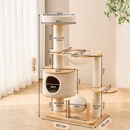 Kratzbaum für große Katzen, Multifunktionaler Katzenbaum mit integriertem Katzenhaus, zum Krallenwetzen & Ausruhen