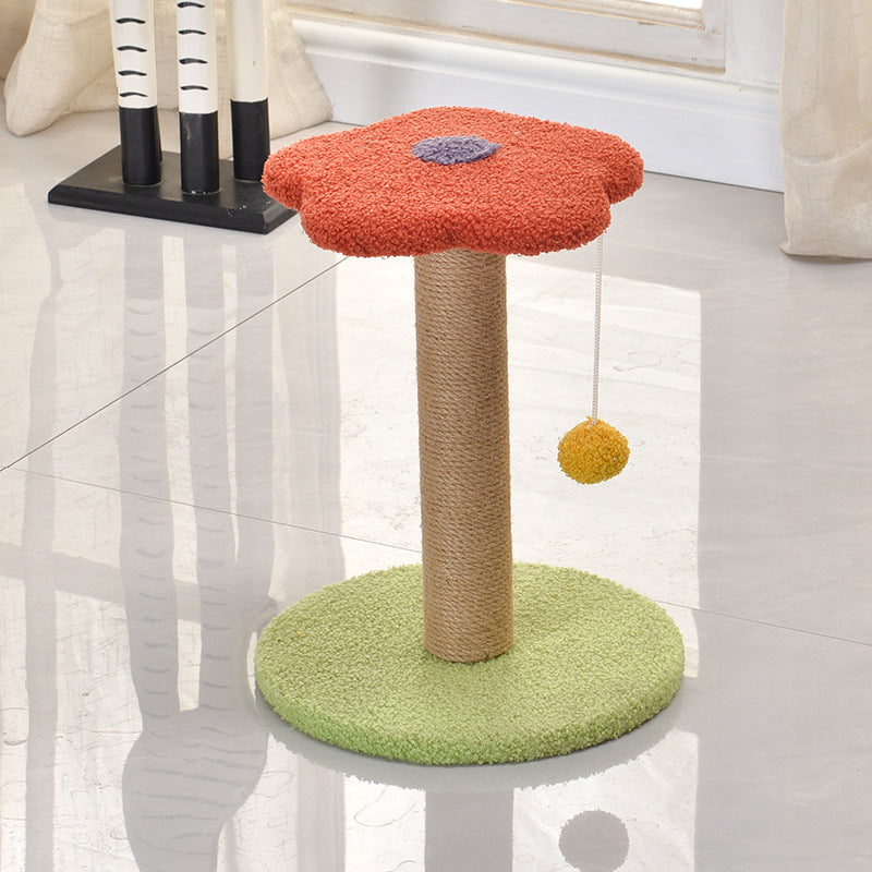 Katzen Kratzbaum klein,  Blütenförmiger Katzenkratzpfeiler für kleine Katzen und Kätzchen, in leuchtenden Farben (Gelb, Lila, Orange)