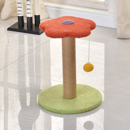 Katzen Kratzbaum klein,  Blütenförmiger Katzenkratzpfeiler für kleine Katzen und Kätzchen, in leuchtenden Farben (Gelb, Lila, Orange)