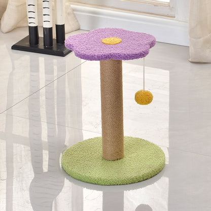 Katzen Kratzbaum klein,  Blütenförmiger Katzenkratzpfeiler für kleine Katzen und Kätzchen, in leuchtenden Farben (Gelb, Lila, Orange)