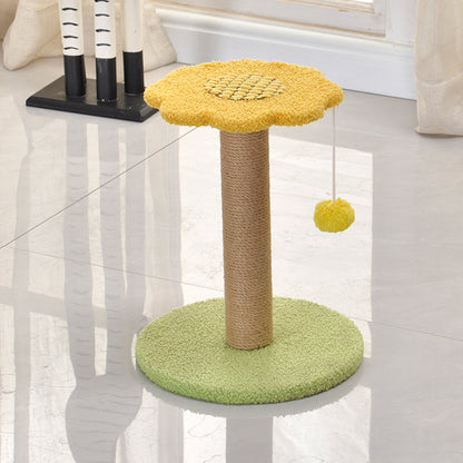 Katzen Kratzbaum klein,  Blütenförmiger Katzenkratzpfeiler für kleine Katzen und Kätzchen, in leuchtenden Farben (Gelb, Lila, Orange)