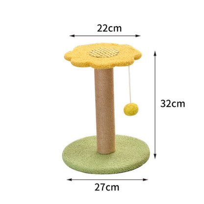 Katzen Kratzbaum klein,  Blütenförmiger Katzenkratzpfeiler für kleine Katzen und Kätzchen, in leuchtenden Farben (Gelb, Lila, Orange)