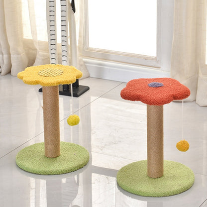 Katzen Kratzbaum klein,  Blütenförmiger Katzenkratzpfeiler für kleine Katzen und Kätzchen, in leuchtenden Farben (Gelb, Lila, Orange)