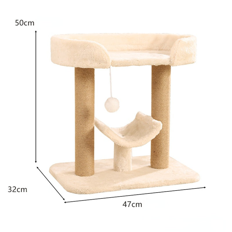Kratzbaum groß, Katzenbaum mit Zwei Katzenbetten und Sisal-Katzenkratzbaum, Katzenliegeplatz & hängendem Plüschball