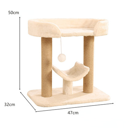 Kratzbaum groß, Katzenbaum mit Zwei Katzenbetten und Sisal-Katzenkratzbaum, Katzenliegeplatz & hängendem Plüschball
