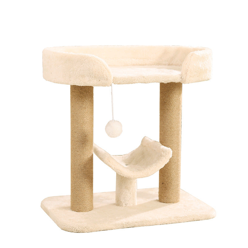 Kratzbaum groß, Katzenbaum mit Zwei Katzenbetten und Sisal-Katzenkratzbaum, Katzenliegeplatz & hängendem Plüschball