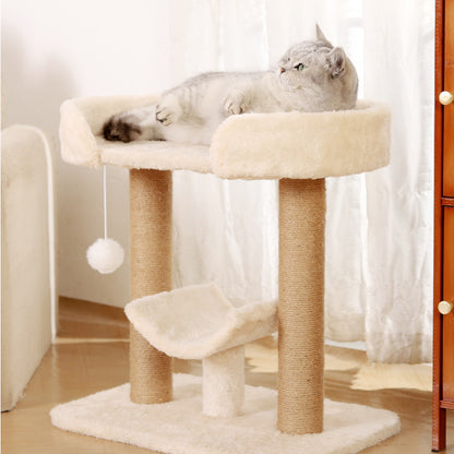 Kratzbaum groß, Katzenbaum mit Zwei Katzenbetten und Sisal-Katzenkratzbaum, Katzenliegeplatz & hängendem Plüschball