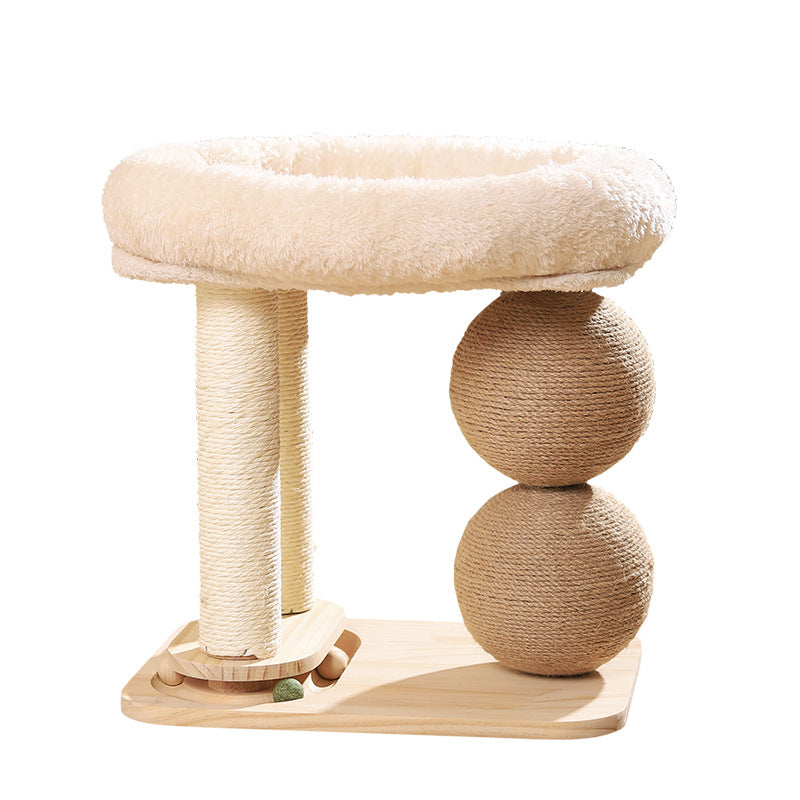 Katzenkratzbaum mit Katzenkratzball, Sisal-Kratzsäule und Spielzeugen, Plüsch-Katzenbett, perfekte Spielplatz für Katze
