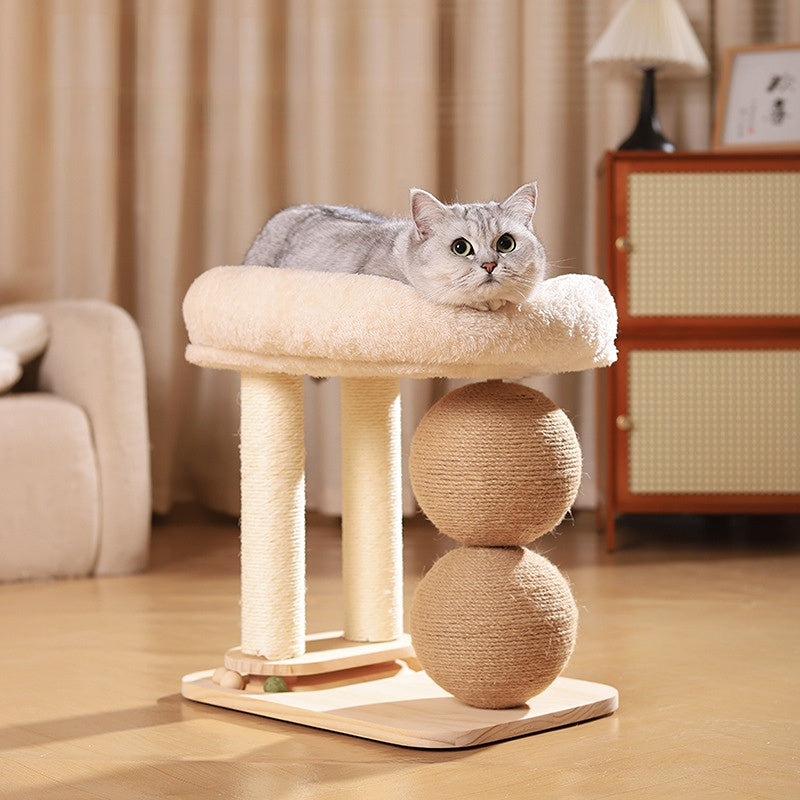 Katzenkratzbaum mit Katzenkratzball, Sisal-Kratzsäule und Spielzeugen, Plüsch-Katzenbett, perfekte Spielplatz für Katze