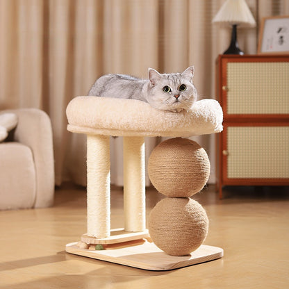 Katzenkratzbaum mit Katzenkratzball, Sisal-Kratzsäule und Spielzeugen, Plüsch-Katzenbett, perfekte Spielplatz für Katze