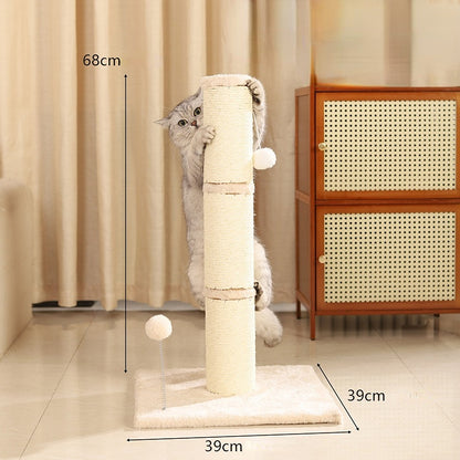 Kratzbaum Katzen, Sisal-Katzenkratzbaum & Plüschball, 39x39x68 cm, Plüschstoffbasis, Stark und stabil, Katze spielt fröhlich