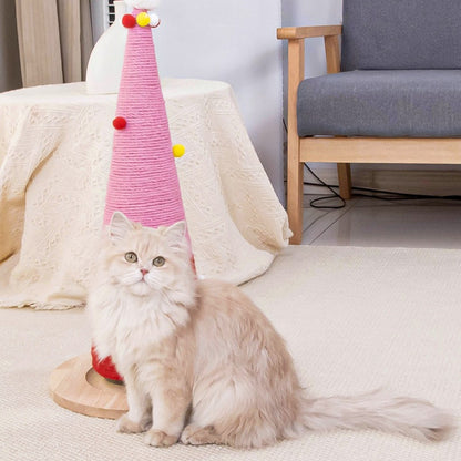 Moderner Kratzbaum, Rosa Sisal Weihnachtsbaumform Kratzbaum, stabiler Standfuß, Drehball für endlosen Spaß