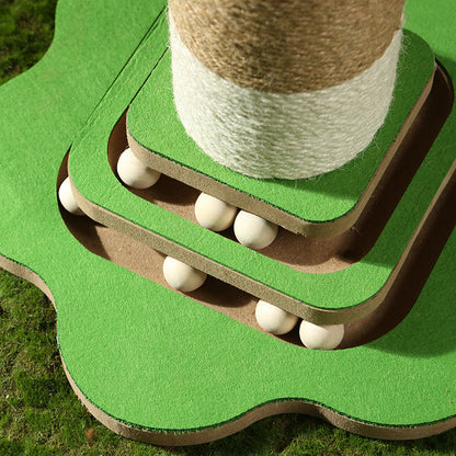 Katzen Kratzbaum, Bunter 2-Farben-Katzenkratzbaum aus Wellpappe mit Haarballen, für Entspannung & Unterhaltung, 37x37x71 cm