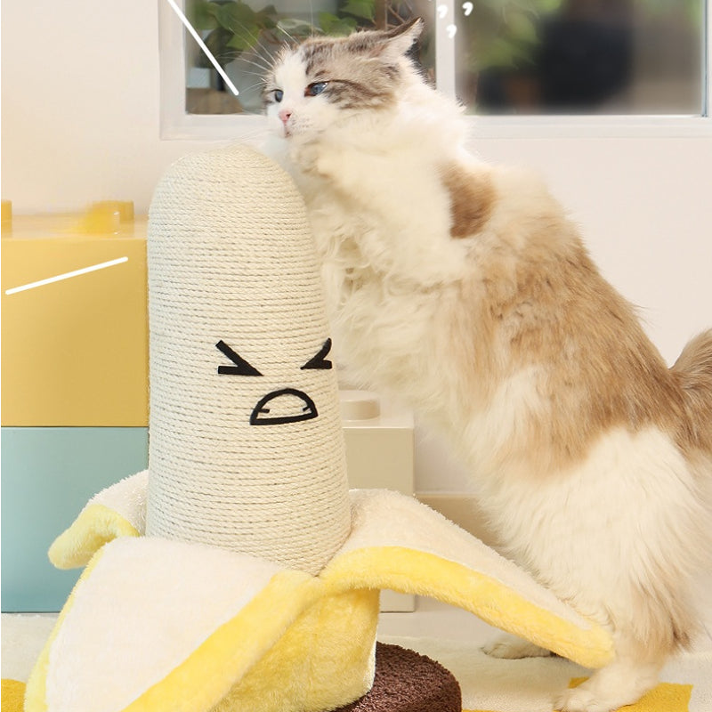 Kratzbaum Modern, Bananenform Sisal-Katzenkratzbaum, Bananenschale aus Plüsch, Aufmachbar, Realistisch & interessant