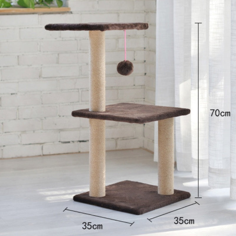 Kratzbaum Katzen, kleiner Multifunktionaler Sisal & Plüsch Kratzbaum, Silbergrau und Braun, Empfohlen für Kätzchen zum Spielen