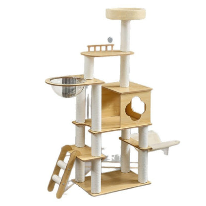 Pawsometime Hochwertiger Katzenbaum, gemütliche Liegefläche &amp; Höhle, Luxuriöses 5-stöckiges Katzenmöbel
