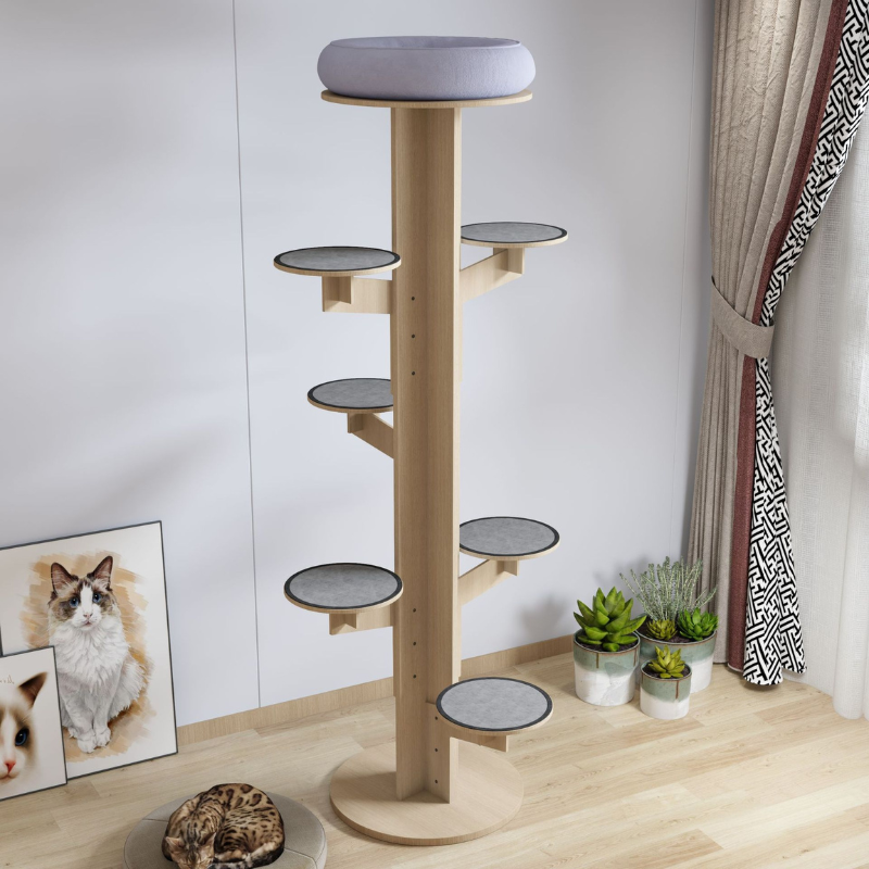 Katzenbaum Deckenhoch, Mehrstufige Plattform, Standfester Kletterbaum für große Katzen & Mehrkatzenhaushalte